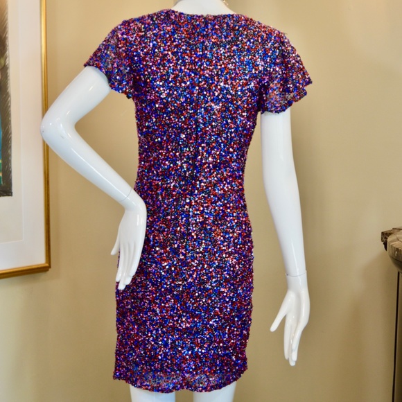 🆕🏷️ Parker Black Audry V-Neck Metallic Beaded Mini Cocktail Dress Sz 4 - Picture 12 of 14